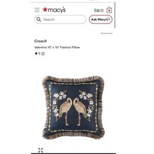 Croscill Valentina Black Embroidered Crane Fashion Throw Pillows Set of 2